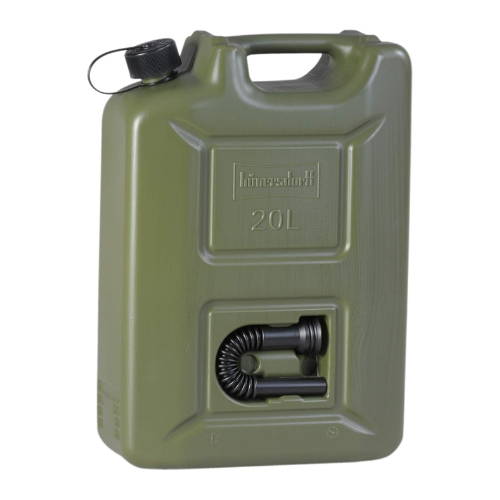 Hünersdorff 802011 3-piece set fuel canister Profi 20 l for petrol, diesel and other hazardous substances, Made in Germany, TÜV-tested production, olive